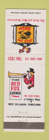 Matchbook Cover - Cock and Bull Red Fox Lounge Lahaska PA