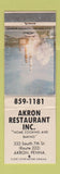 Matchbook Cover - Akron Restaurant PA Space Shuttle WEAR