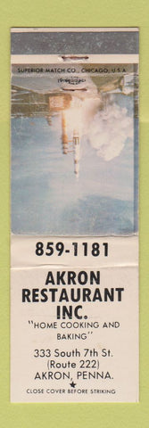 Matchbook Cover - Akron Restaurant PA Space Shuttle WEAR
