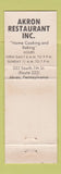 Matchbook Cover - Akron Restaurant PA Space Shuttle WEAR