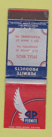 Matchbook Cover - Permite Products Stull Bros Wilkes Barre PA WEAR