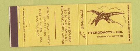 Matchbook Cover - Pterodactyl Honda Newark OH