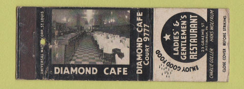 Matchbook Cover - Diamond Cafe Pittsburgh PA WORN