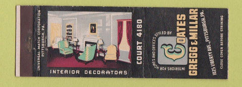 Matchbook Cover - Coates Gregg & Millar Pittsburgh PA