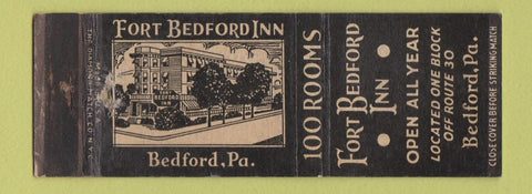 Matchbook Cover - Fort Bedford Inn Bedford PA WORN