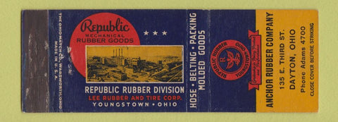 Matchbook Cover - Republic Anchor Rubber Dayton OH