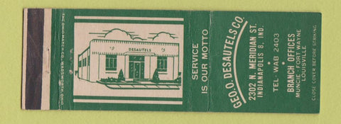 Matchbook Cover - Geo Desautels Indianapolis IN Muncie Fort Wayne forgings