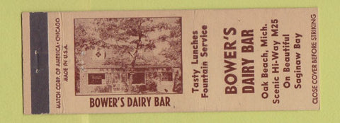 Matchbook Cover - Bower's Dairy Bar Oak Beach MI
