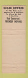 Matchbook Cover - Bud Cameron's Friendly Motors