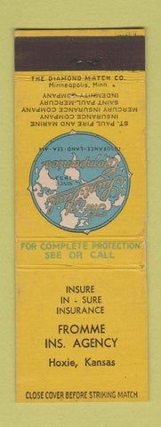 Matchbook Cover - Fromme Insurance Agency Hoxie KS