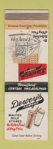 Matchbook Cover - Dewey's Famous Malted Milk Store Philadelphia PA WEAR