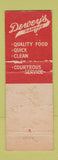 Matchbook Cover - Dewey's Famous Malted Milk Store Philadelphia PA WEAR