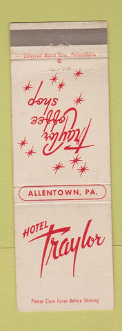 Matchbook Cover - Hotel Traylor Allentown PA coffee shop