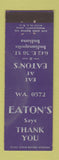 Matchbook Cover - Eaton's Indianapolis IN WORN