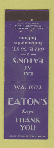 Matchbook Cover - Eaton's Indianapolis IN WORN