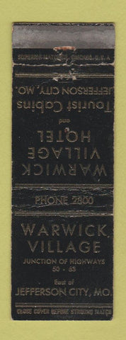 Matchbook Cover - Warwick Village Jefferson City MO WORN