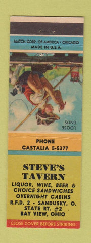 Matchbook Cover - Steve's Tavern Bay View OH