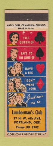 Matchbook Cover - Lumberman's Club Portland OR