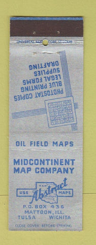 Matchbook Cover - Midcontinent Map Tulsa OK Mattoon IL Wichita KS oil field