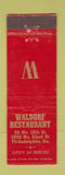 Matchbook Cover - Waldorf Restaurant Philadelphia PA WEAR