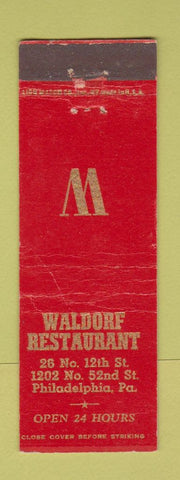 Matchbook Cover - Waldorf Restaurant Philadelphia PA WEAR