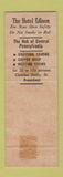 Matchbook Cover - Hotel Edison Sunbury PA