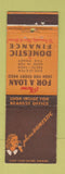 Matchbook Cover - Domestic Finance Loans Alexandria Rosslyn VA Silver Spring MD