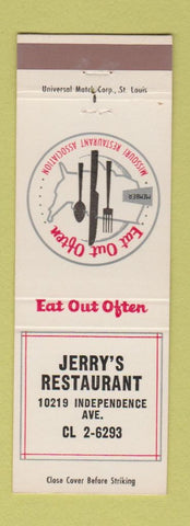 Matchbook Cover - Jerry's Restaurant Afton MO
