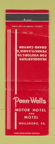 Matchbook Cover - Penn Wells Motor Hotel Wellsboro PA