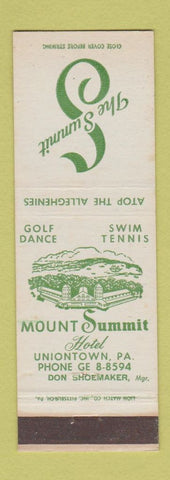 Matchbook Cover - Mount Summit Hotel Uniontown PA