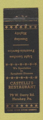 Matchbook Cover - Castelli's Restaurant Hershey PA