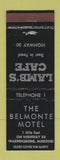 Matchbook Cover - Lamb's Cafe Belmonte Motel Warrensburg MO low phone #