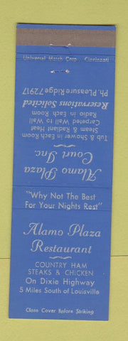 Matchbook Cover - Alamo Plaza Restaurant Louisville KY