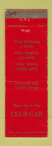 Matchbook Cover - Club Car Norwood Hingham Boston MA WORN