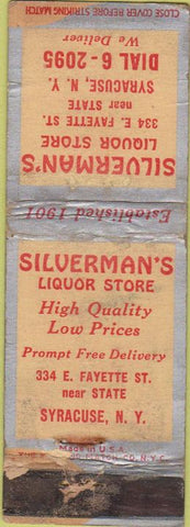Matchbook Cover - Wilverman's Liquor Store Syracuse NY WORN