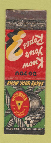 Matchbook Cover - Wickwire Wire Roap feature WORN
