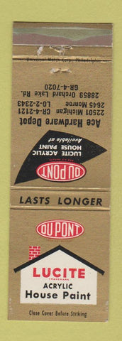 Matchbook Cover - Lucite Acrylic House Paint DuPont  WEAR