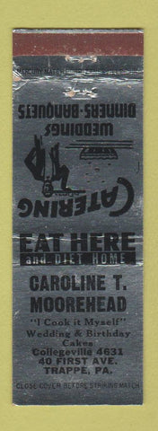 Matchbook Cover - Caroline Moorhead Catering Wedding Cakes Trappe PA