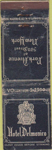 Matchbook Cover - Hotel Delmonico New York City WORN