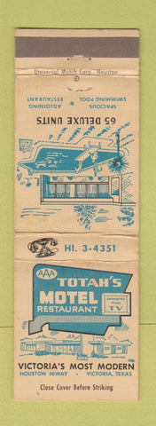 Matchbook Cover - Totah's Motel Restaurant Victoria TX WEAR