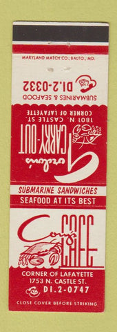 Matchbook Cover - Cory's Cafe Baltimore MD