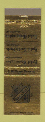 Matchbook Cover - Benson Hotels Minneapolis Chicago Indianapolis