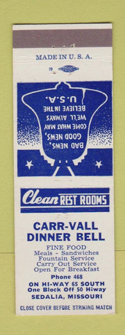 Matchbook Cover - Carr Vall Dinner Bell Sedali MO