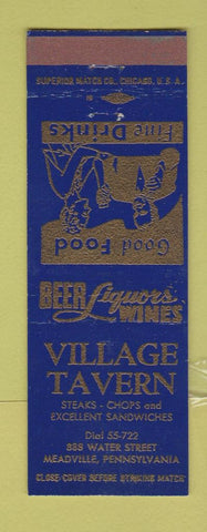 Matchbook Cover - Village Tavern Meadville PA