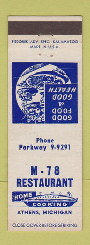 Matchbook Cover - M 78 Restaurant Athens MI