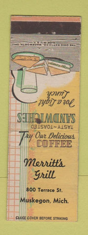 Matchbook Cover - Merritt's Grill Muskegon MI