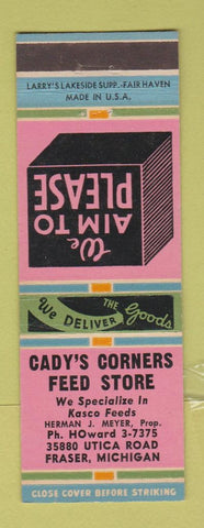 Matchbook Cover - Cady's Corners Feed Store Fraser MI