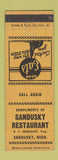 Matchbook Cover - Sandusky Restaurant MI NF Engelhart WEAR