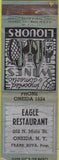 Matchbook Cover - Eagle Restaurant Oneida NY WORN Advance