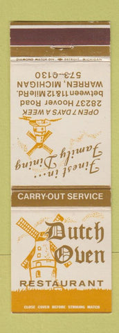 Matchbook Cover - Dutch Oven Restaurant Warren MI